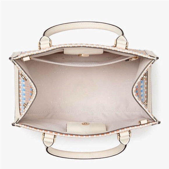 Kate Spade Ellie Straw Small Pastel Woven Tote Bag - Picture 4 of 10